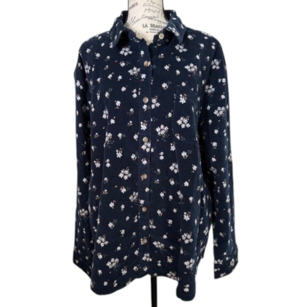 Jachs Girlfriend NY Long Sleeve Mini Corduroy Button Up Shirt